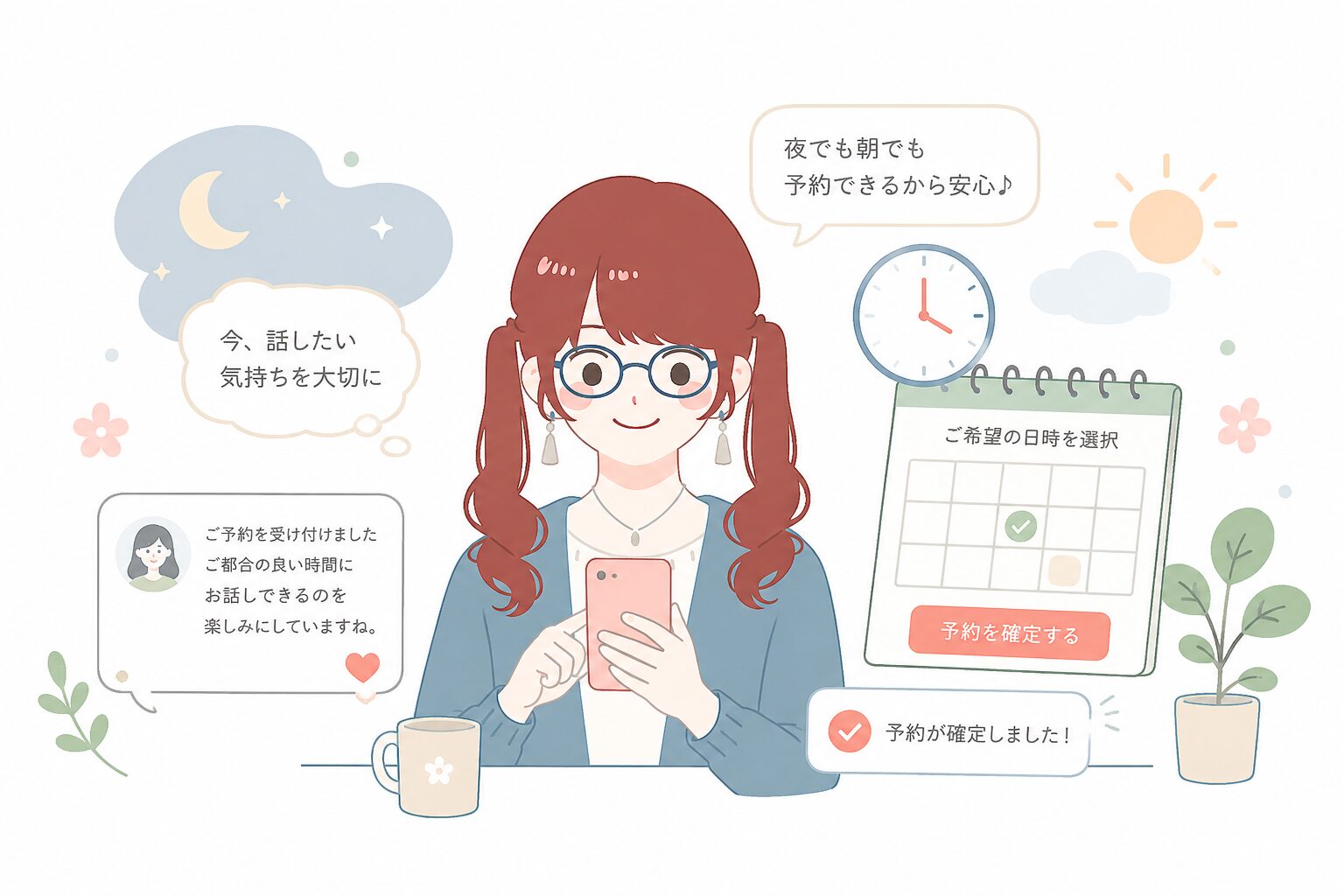 スマホで予約する女性