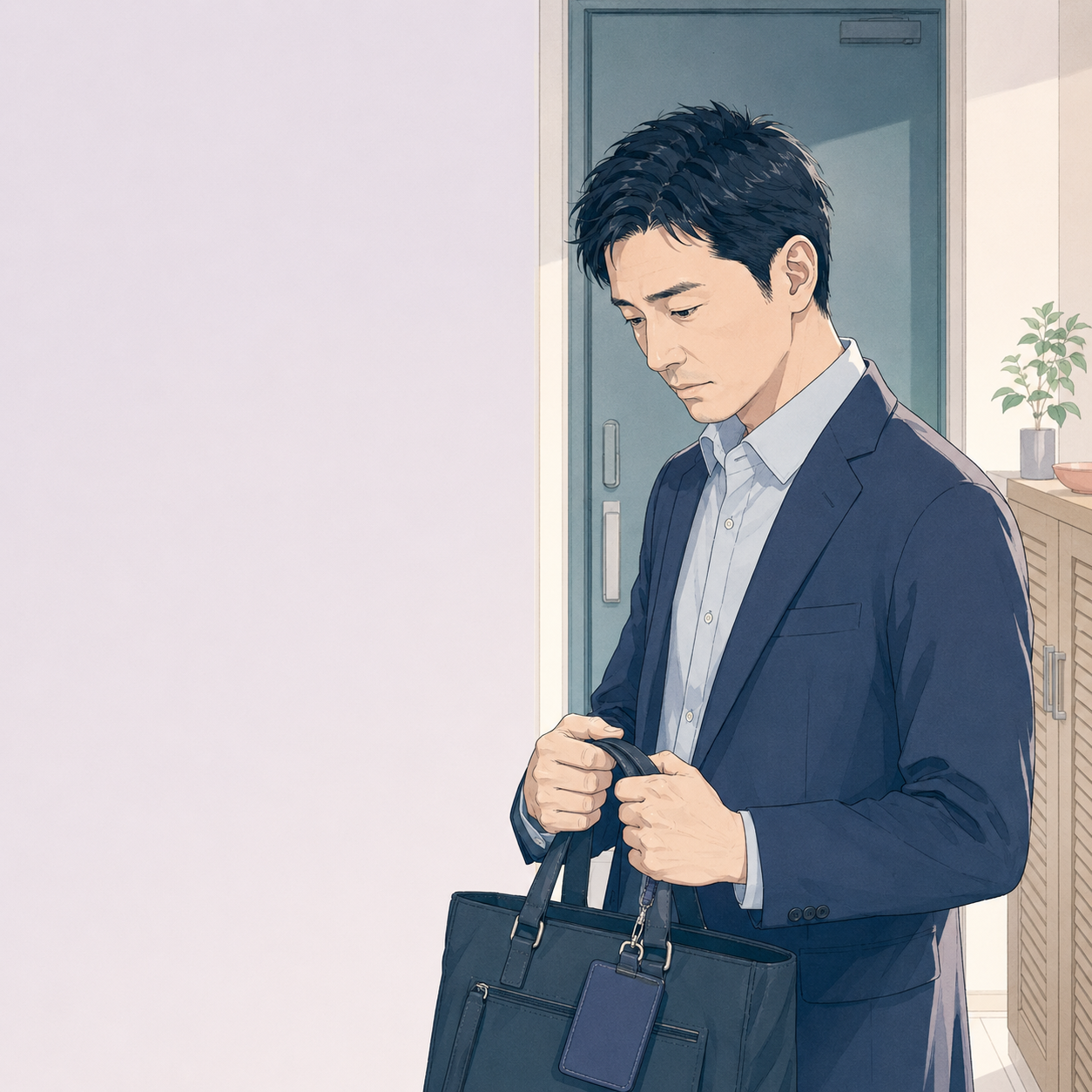 復職予定が記された手帳を前に、職場へ戻る不安を感じる成人のイメージ