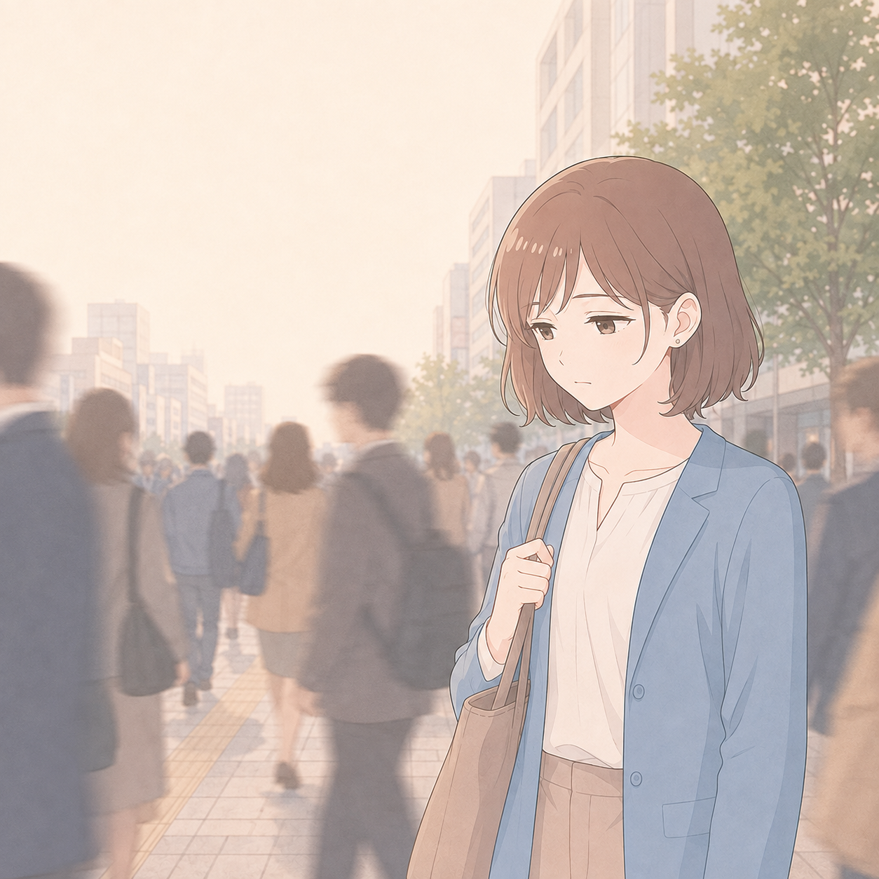 会食の予定を前に緊張し、食卓から少し距離を置いて考える成人のイラスト