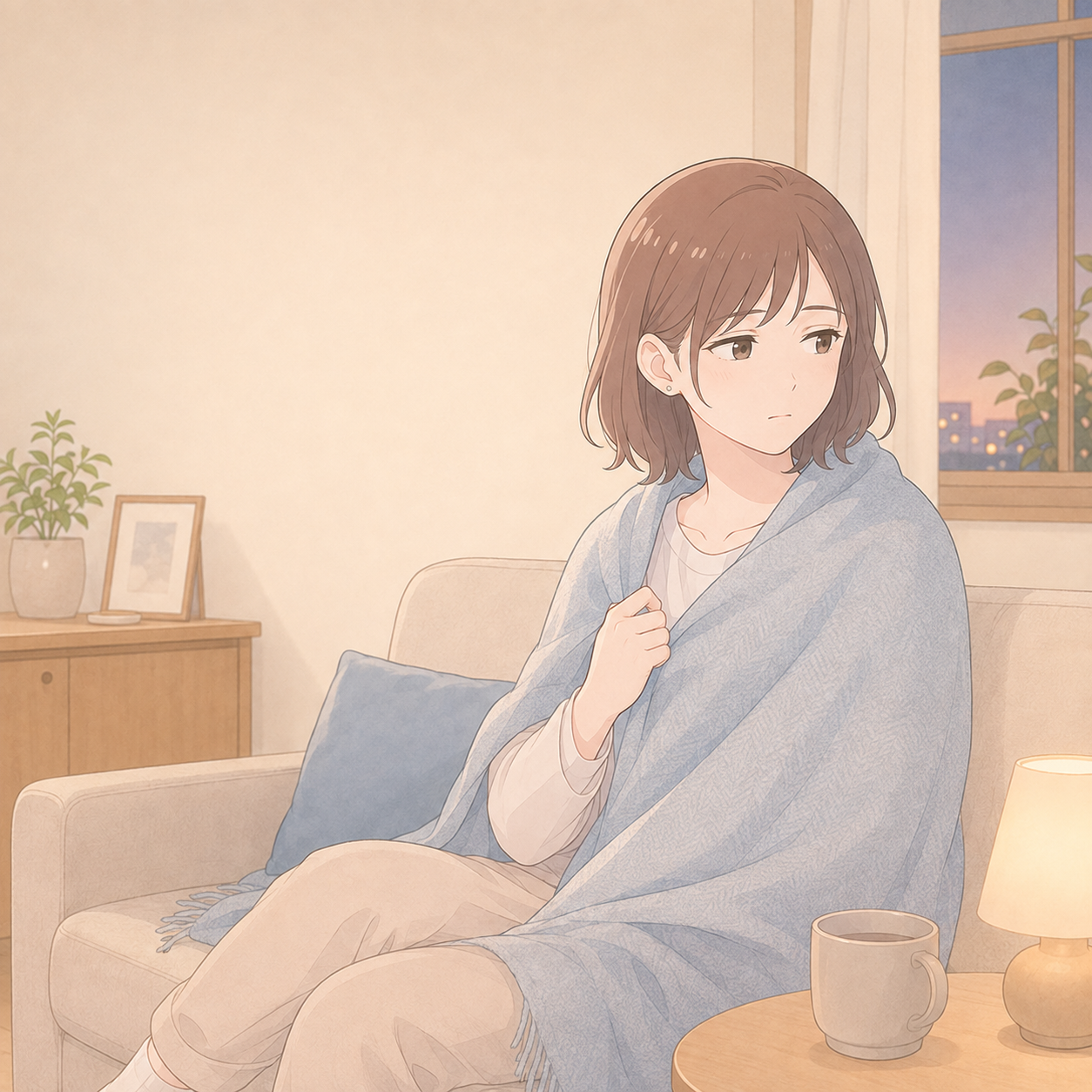 過去の暴力の記憶が突然よみがえる怖さを抱える人物を静かに表したイラスト