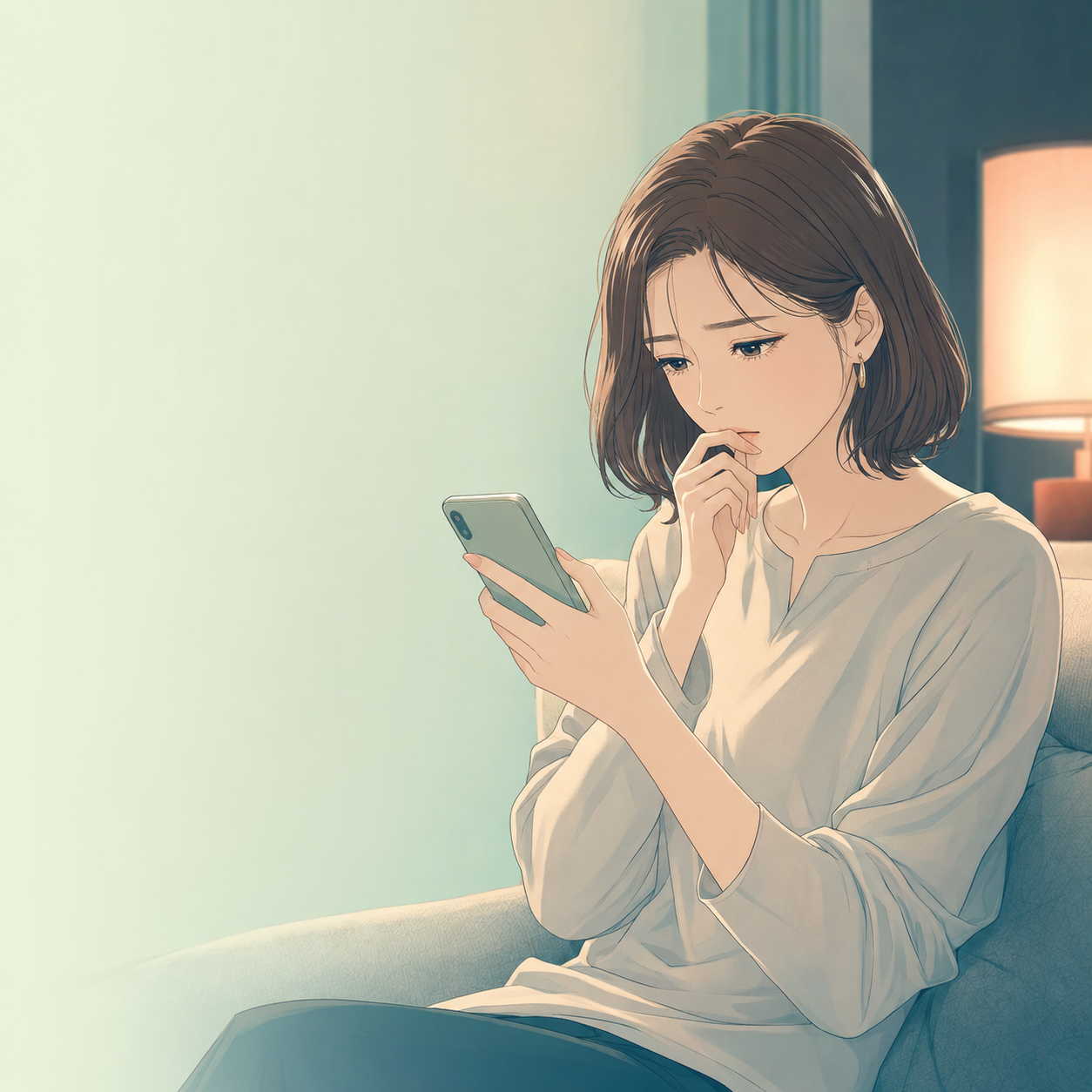友達へ愚痴を送った後のメッセージを見返し、不安になる成人のイメージ
